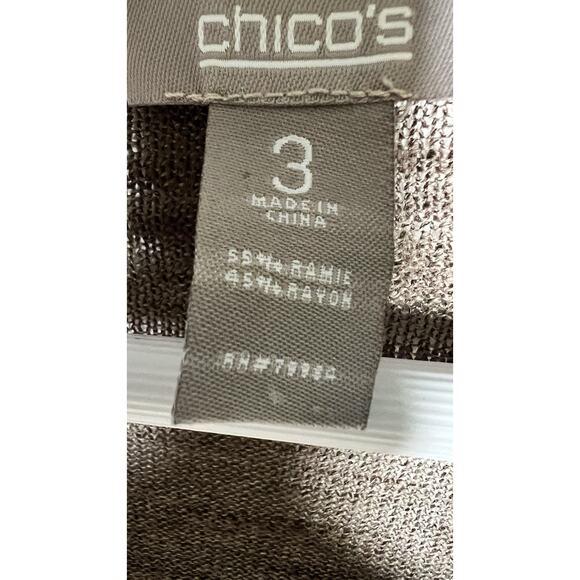 Chicos Womens Size 3 / US Large Cotton‎ Lightweight Lagenlook Knit Tan Vest - Picture 5 of 7
